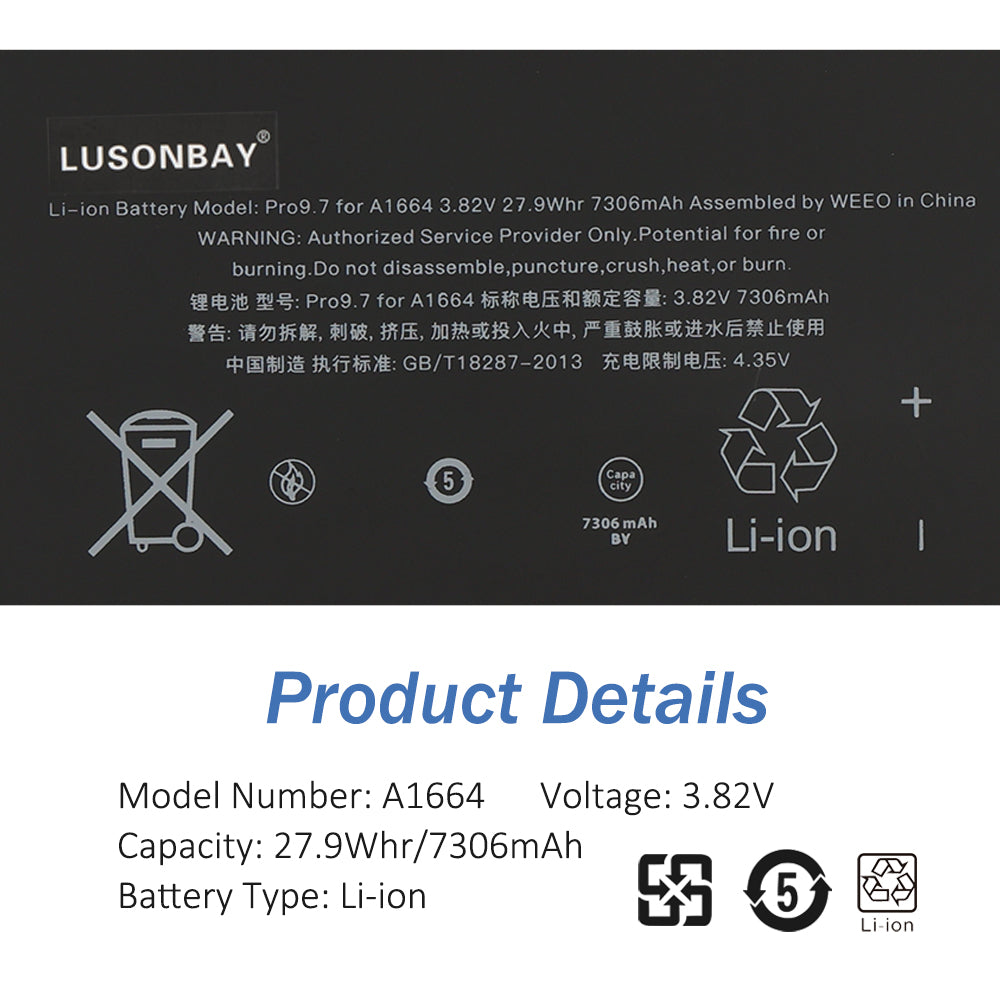 Appel-A1664-7306mAh-iPad-Battery