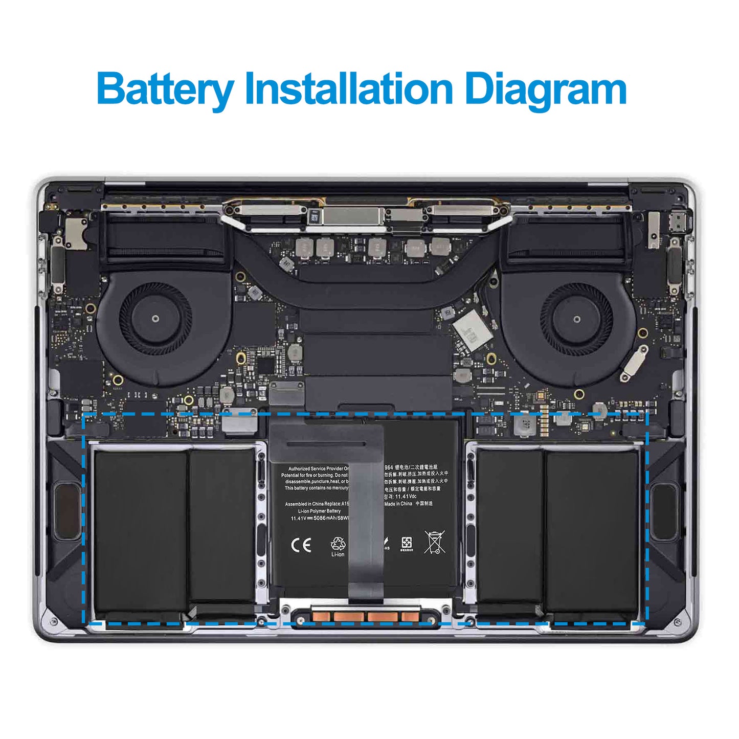 Apple-A1964-11.41V-58Wh-MacBook-Battery