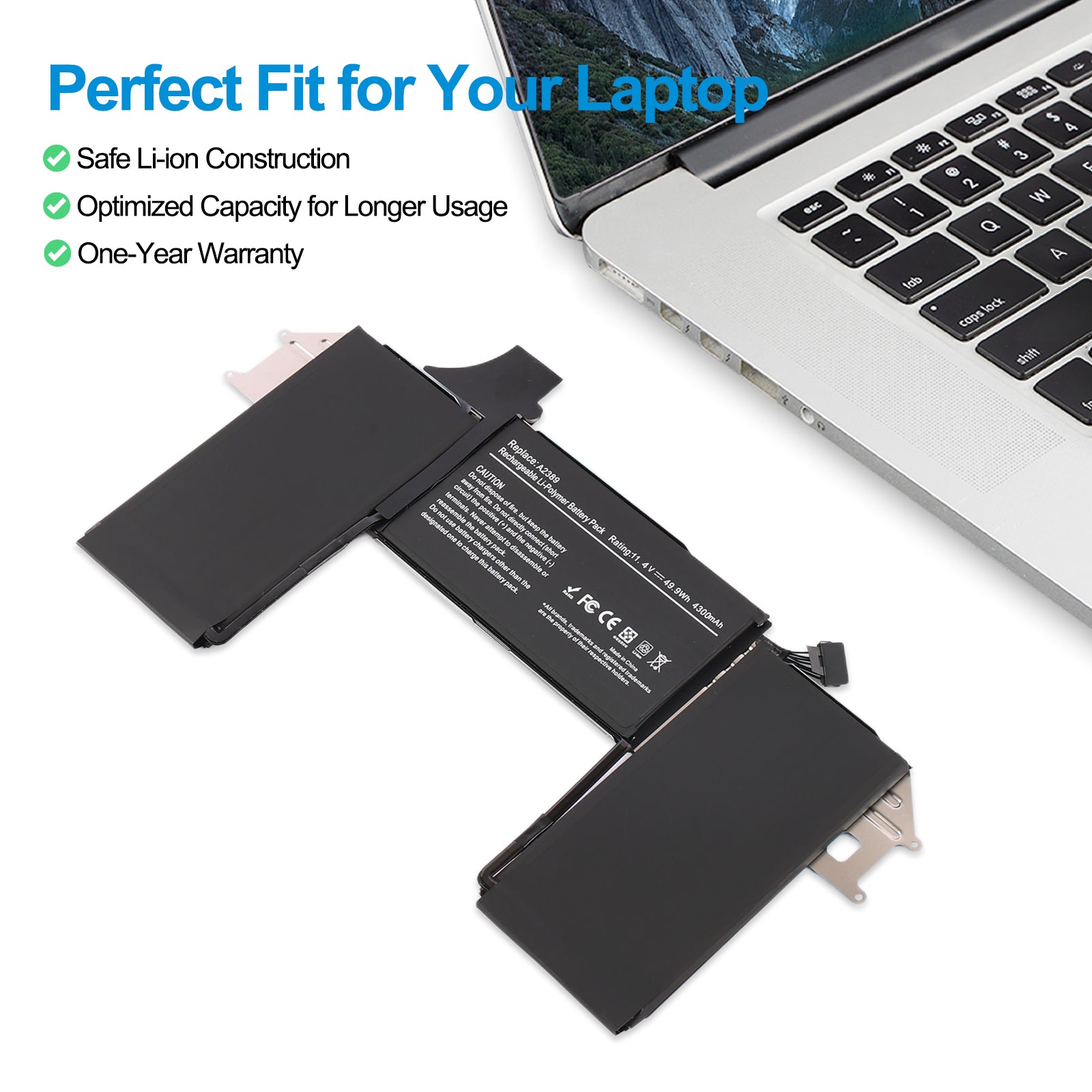 Apple-A2389-11.39V-4380mAh-MacBook-Battery