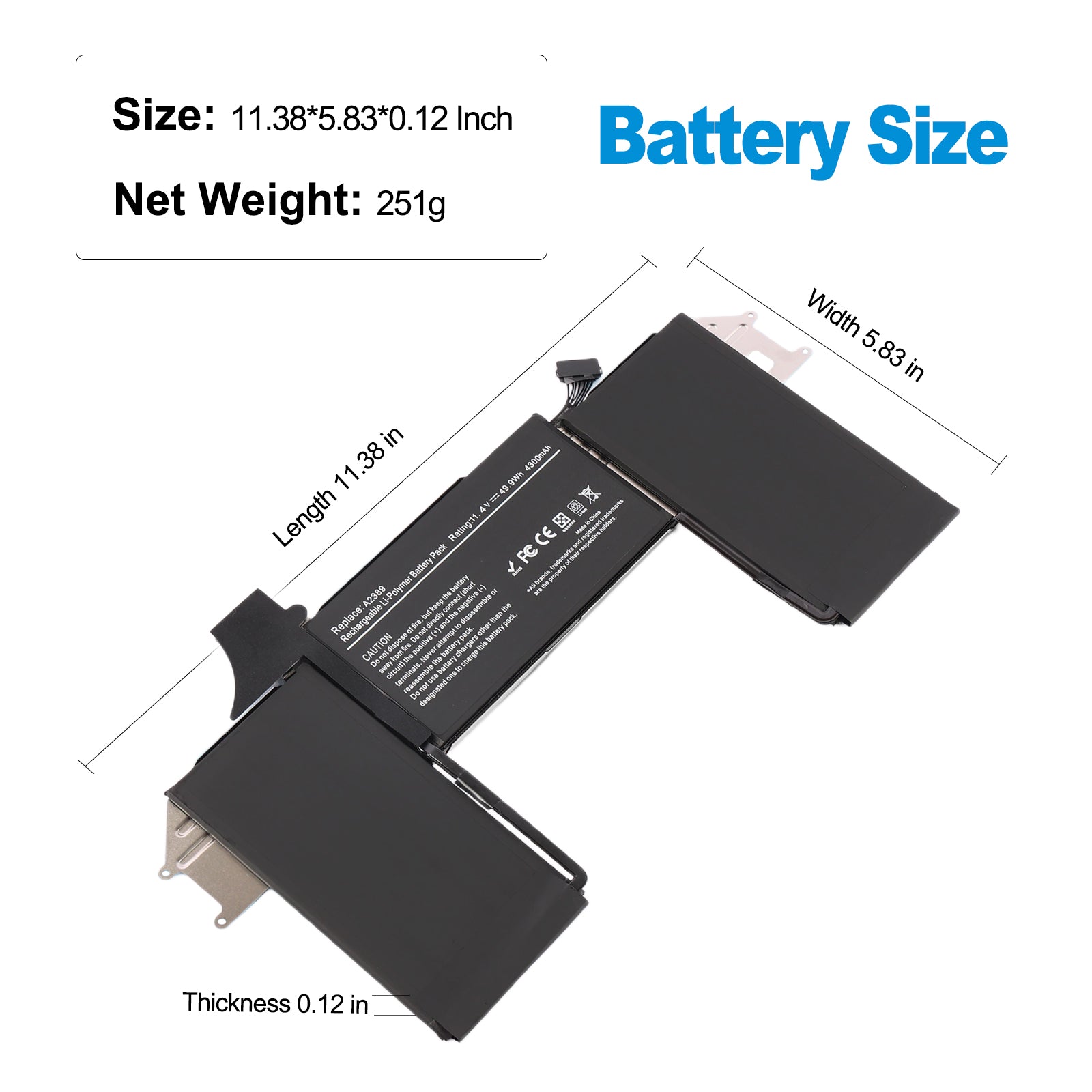 Apple-A2389-11.39V-4380mAh-MacBook-Battery