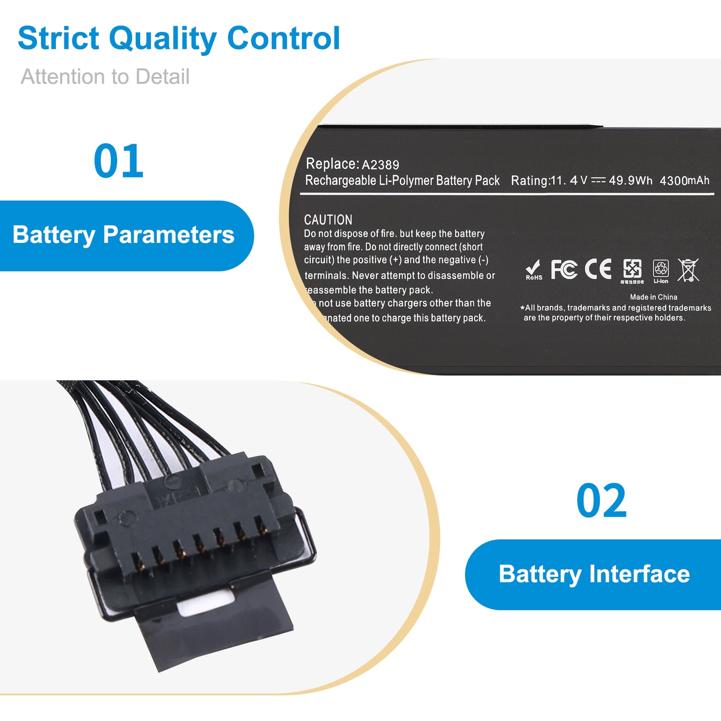 Apple-A2389-11.39V-4380mAh-MacBook-Battery